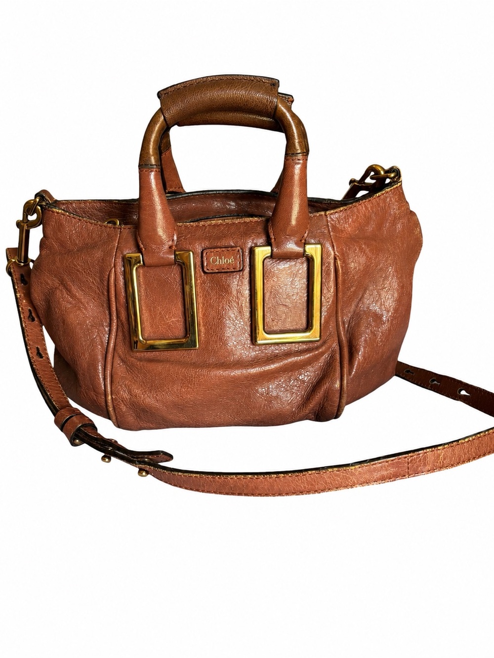 Chloe Ethel Authenticated Small Leather Handbag Cognac Brown 2000s Y2K Purse